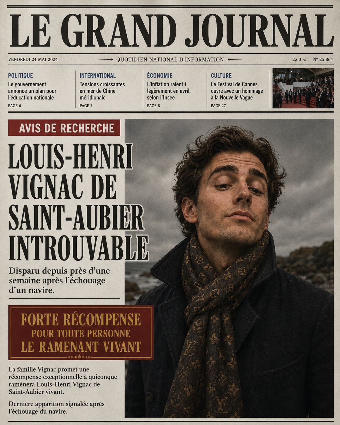 Avis de recherche — Louis-Henri Vignac de Saint-Aubier